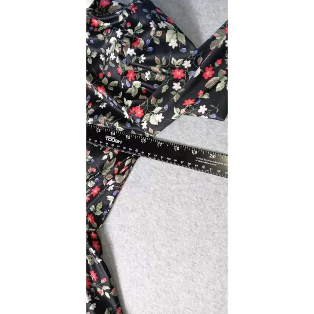 Homemade Grandmacore 3/4 Sleeve Midi Dress Womens Size Small Black Flowers... - Picture 7 of 10